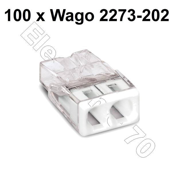 100 Stück 2fach Wago 2273-302 Compact Steckklemme weiss für 2x 0,5-2,5mm²  Kabelquerschnitt
