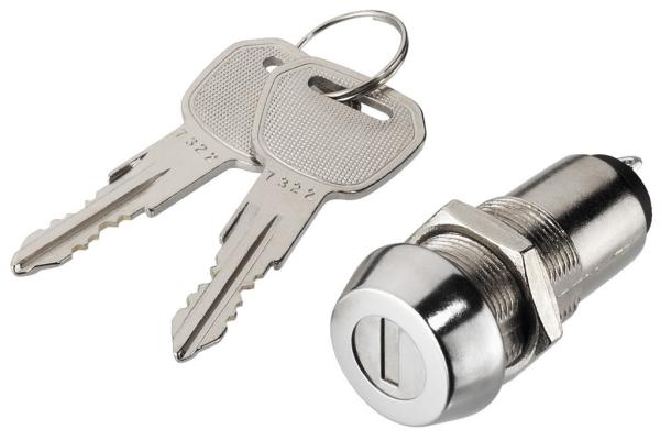 Schlüsselschalter 19mm 1xEin 2Pins / Lötkontakte incl.2 Schlüssel Stabile Ausführung