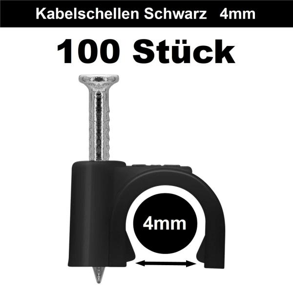 Kabelschellen Schwarz mit Nagel 100 Stück 4 - 16mm