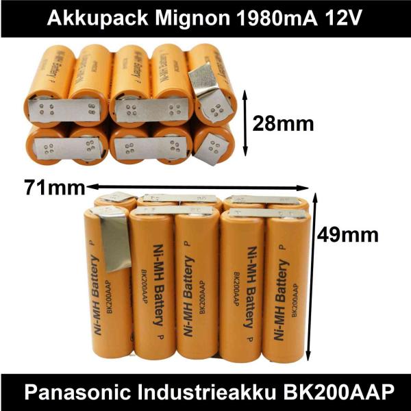 Akku 2,4V - 12V 1980mA NiMH Panasonic Akkupack Industrieakku Flat-Top Modellbauakku Pyramide