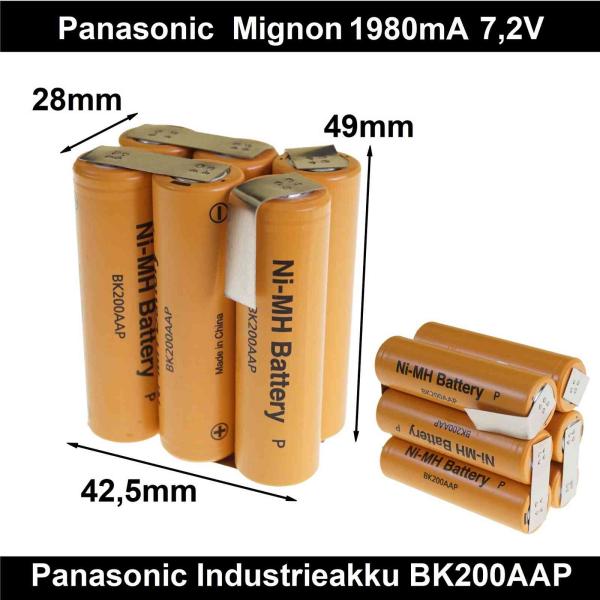 Akku 2,4V - 12V 1980mA NiMH Panasonic Akkupack Industrieakku Flat-Top Modellbauakku Pyramide