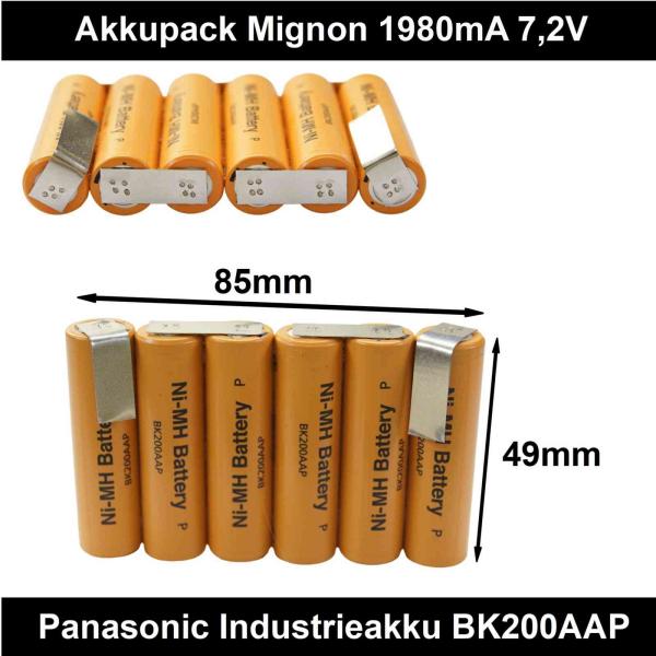 Akku 2,4V - 12V 1980mA NiMH Panasonic Akkupack Industrieakku Flat-Top Modellbauakku Pyramide